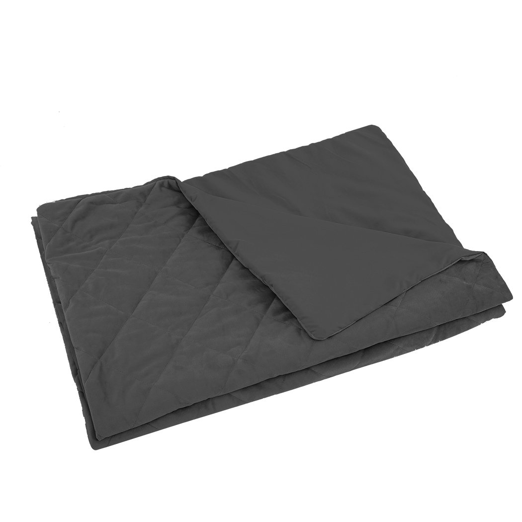DreamZ 198x122cm Anti Anxiety Weighted Blanket Cover in grey, featuring ultra-soft plush and breathable polyester materials for comfort.